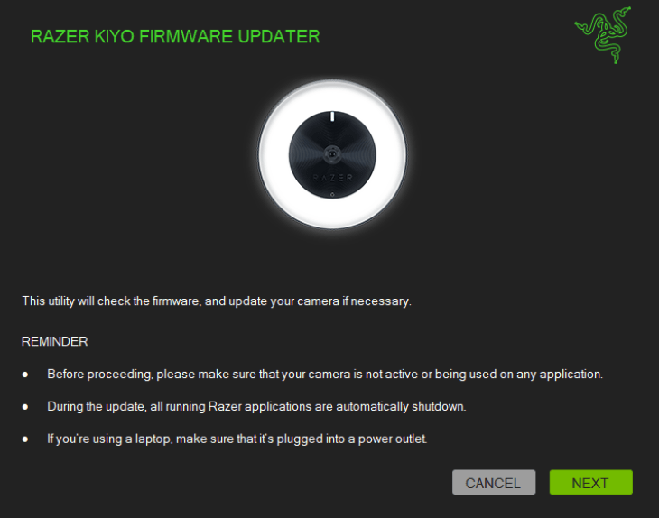 Launch the firmware updater and click NEXT