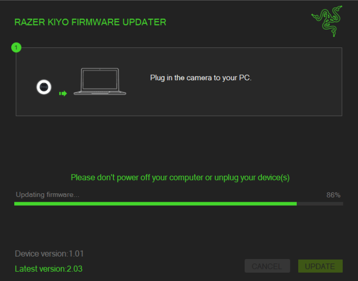 Wait for the firmware updater to complete the process